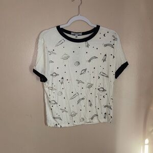 Gaze White Tee with Black Space Design